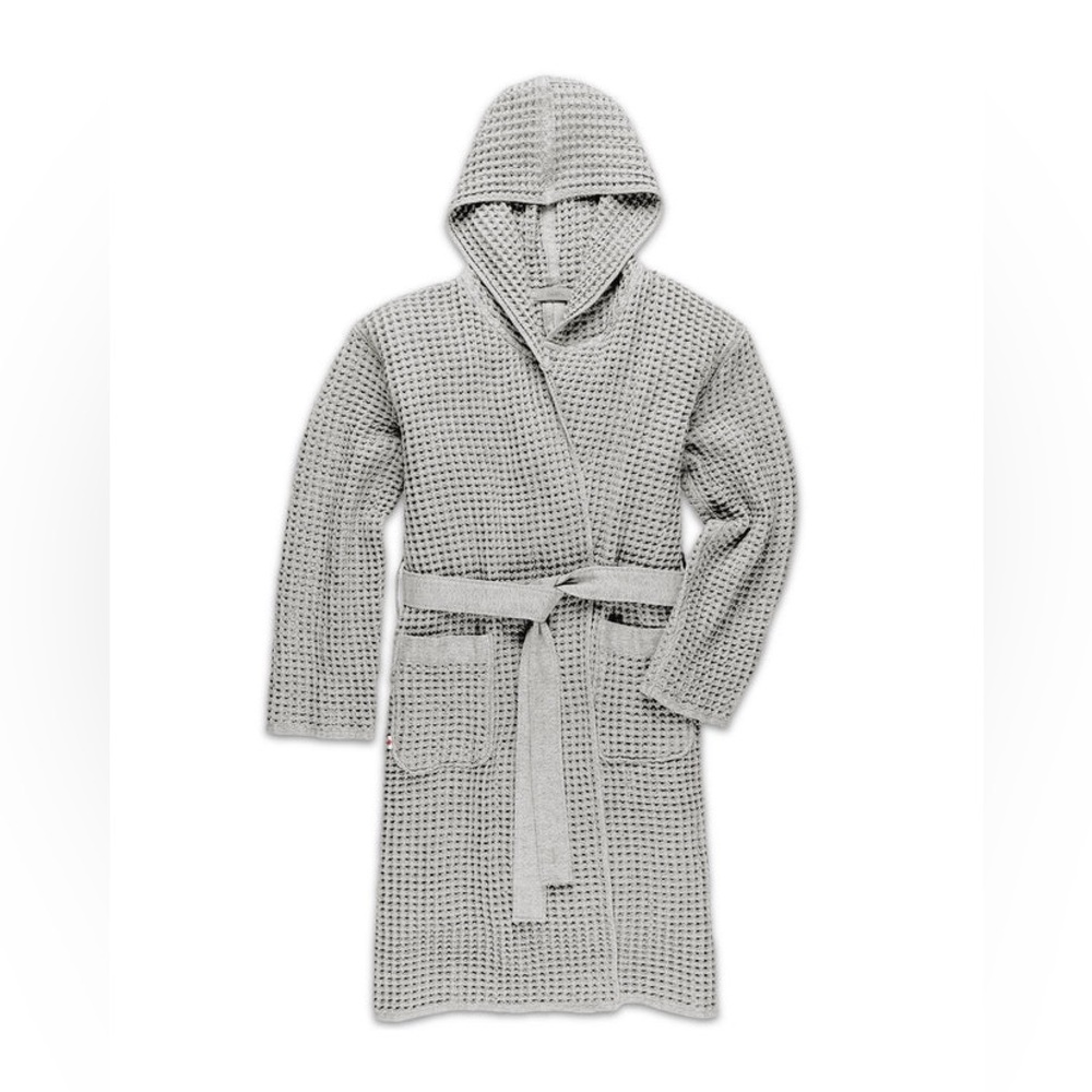 Onsen Hooded Waffle Robe in Cinder Grey  Supima Cotton Unisex